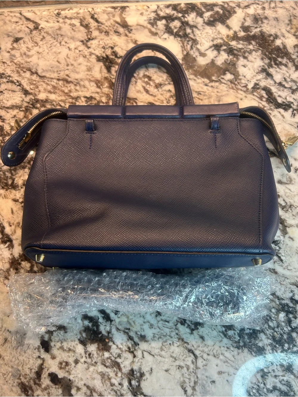 Furla Navy Textured Leather 2 way bag NWOT